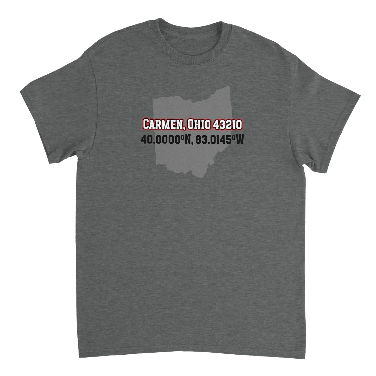 Ohio Coordinates on Heavyweight Unisex Crewneck T-shirt