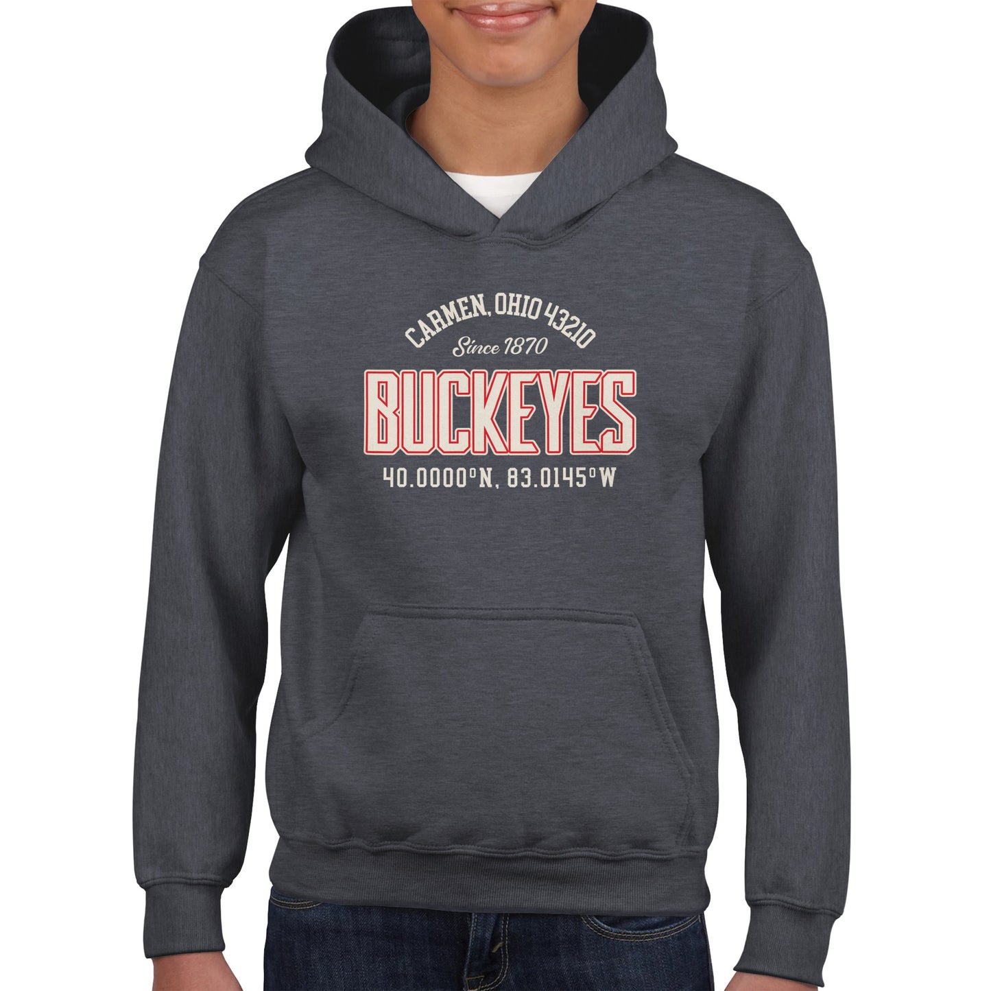 1870 Buckeye 40N/83W Design on Classic Kids Pullover Hoodie