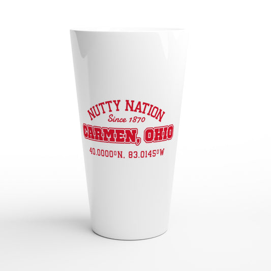 Nutty Nation Since 1870 Design on White Latte 17oz Ceramic Mug