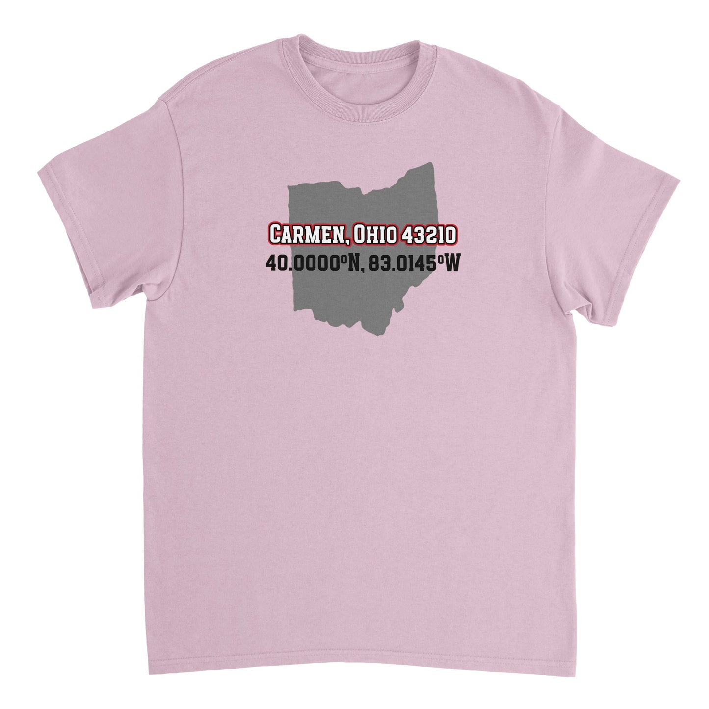 Ohio Coordinates on Heavyweight Unisex Crewneck T-shirt