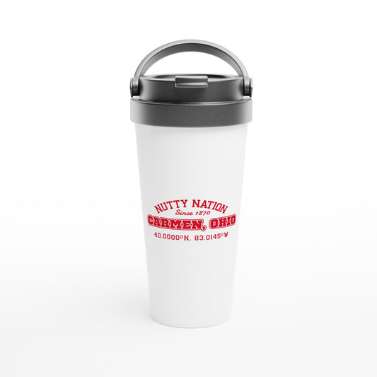 Nutty Nation Since 1870 Design on White 15oz Stainless Steel Travel Mug