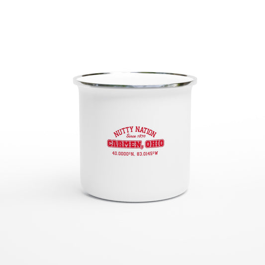 Nutty Nation Since 1870 Design on White 12oz Enamel Mug