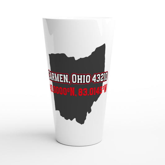 Carmen Ohio 40N/83W Design on White Latte 17oz Ceramic Mug