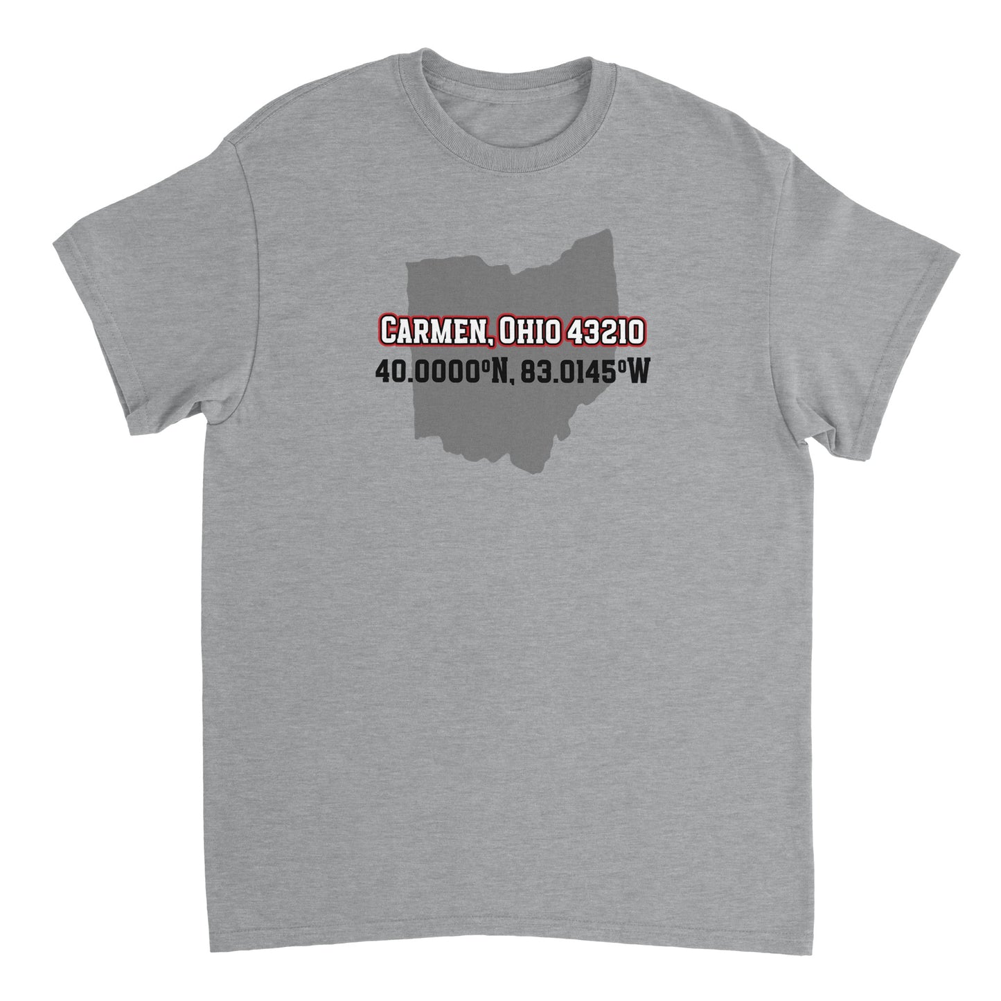 Ohio Coordinates on Heavyweight Unisex Crewneck T-shirt