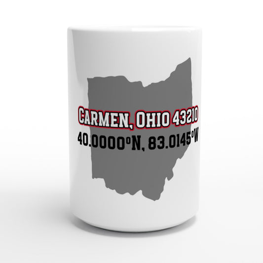 Carmen 40N/83W Design on White 15oz Ceramic Mug